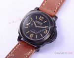 Clone Panerai Luminor Marina Black Case Brown Leather Watch